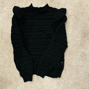 Black Ruffled Women's Sweater